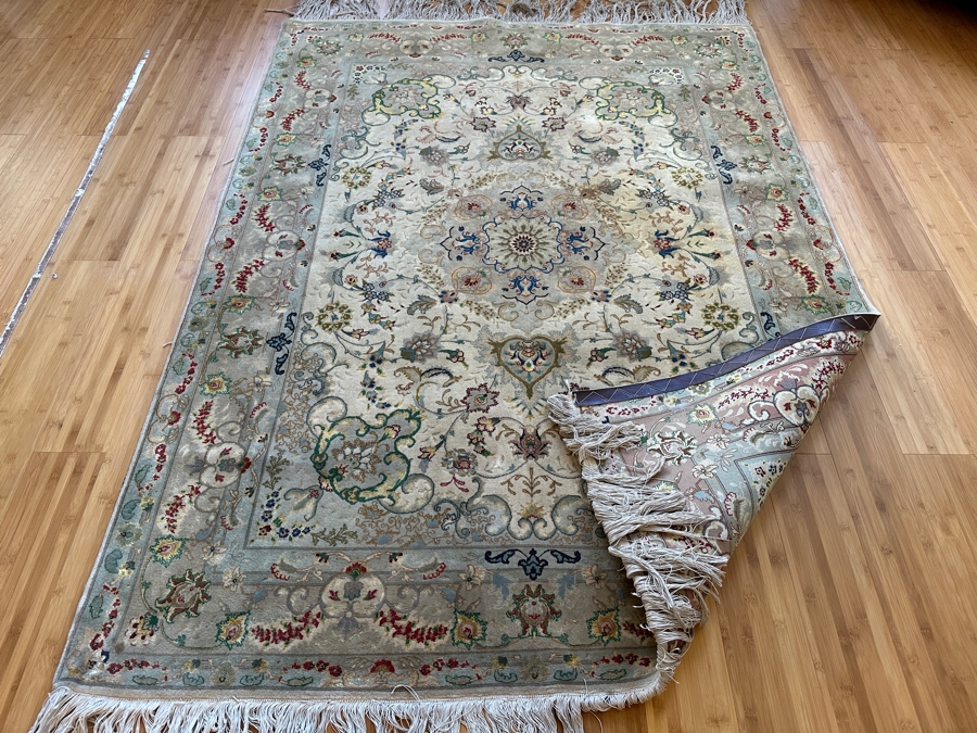 Just Added - Finely Hand Knotted Silk Blend Persian Area Rug With Staining (See Photos) 57.5 X 79 [Photo 8]