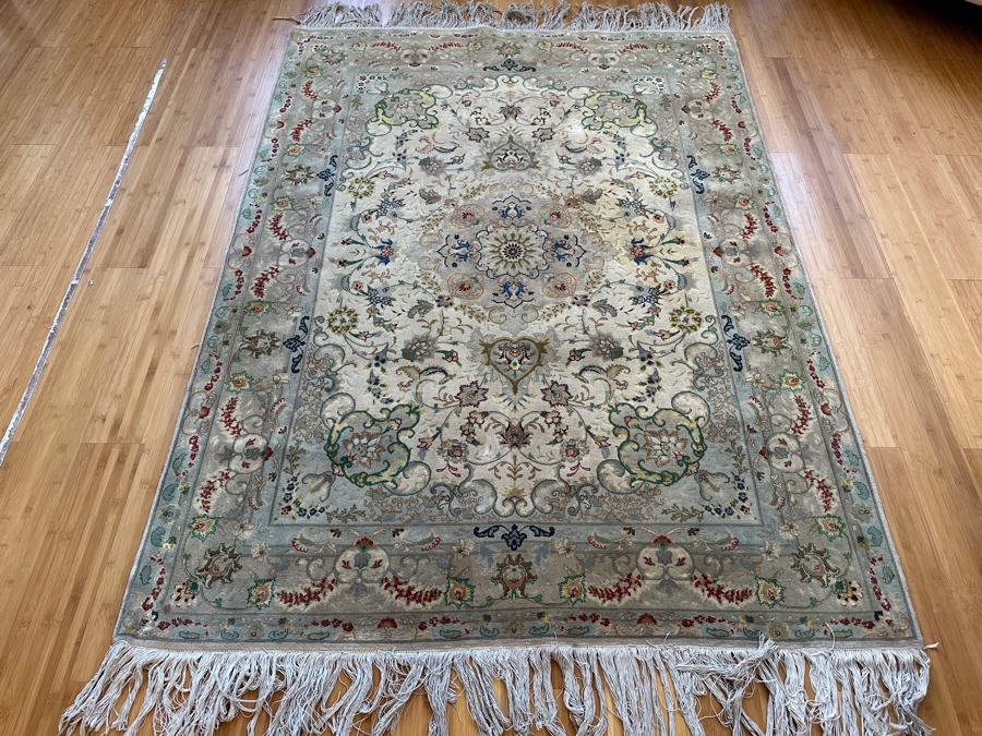 Just Added - Finely Hand Knotted Silk Blend Persian Area Rug With Staining (See Photos) 57.5 X 79 [Photo 2]
