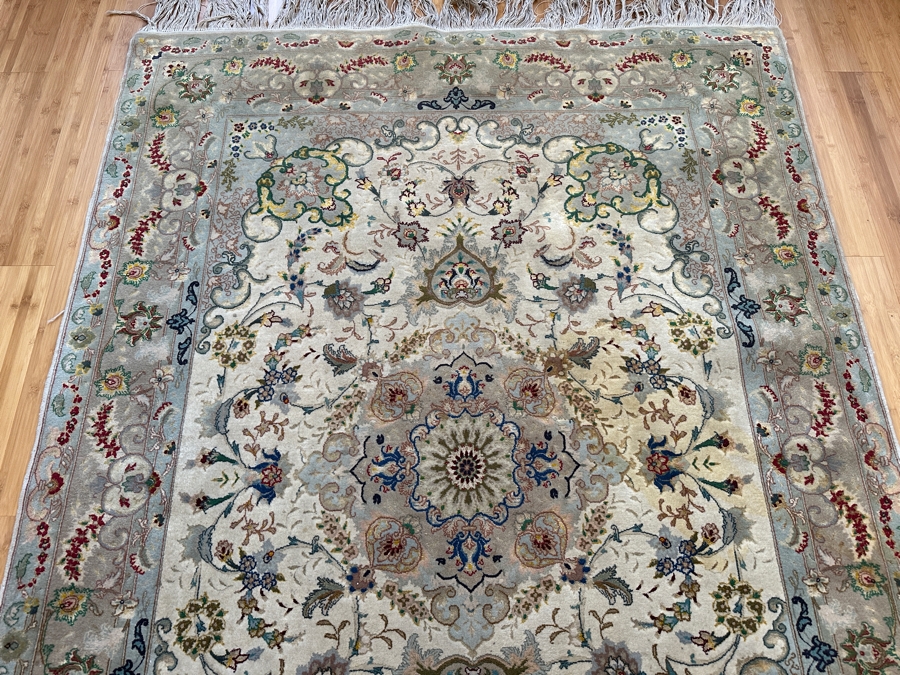 Just Added - Finely Hand Knotted Silk Blend Persian Area Rug With Staining (See Photos) 57.5 X 79 [Photo 4]