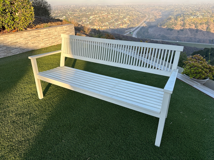 Just Added - White Wooden Bench 66.5W X 24D X 33H [Photo 7]