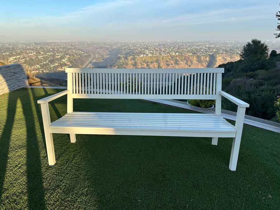 Just Added - White Wooden Bench 66.5W X 24D X 33H [Photo 2]