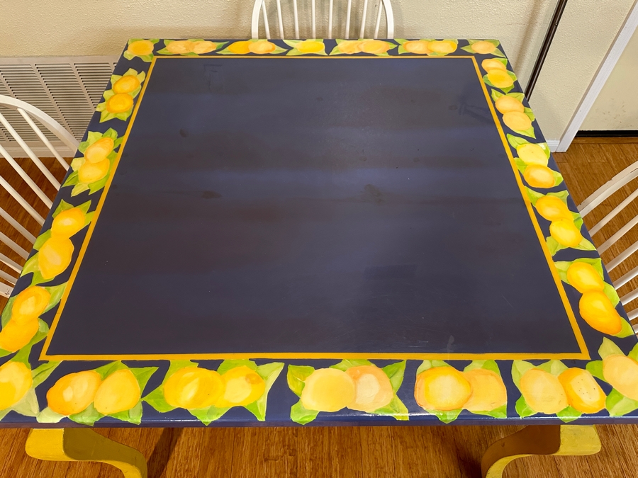 Just Added - Handpainted Wooden Table with 4 Chairs - 42 x 42 x 31 [Photo 6]