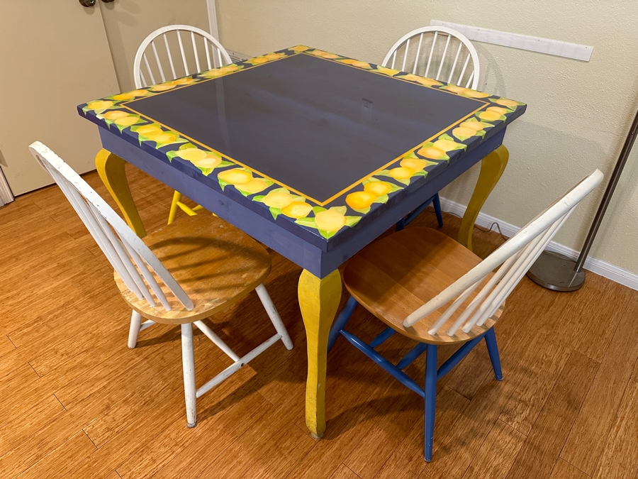 Just Added - Handpainted Wooden Table with 4 Chairs - 42 x 42 x 31 [Photo 3]