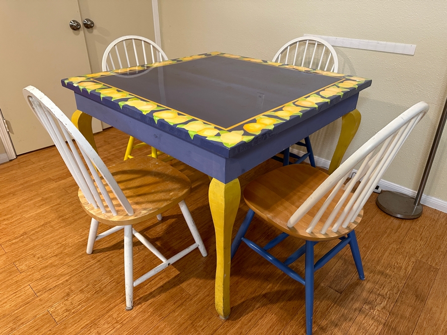 Just Added - Handpainted Wooden Table with 4 Chairs - 42 x 42 x 31 [Photo 2]