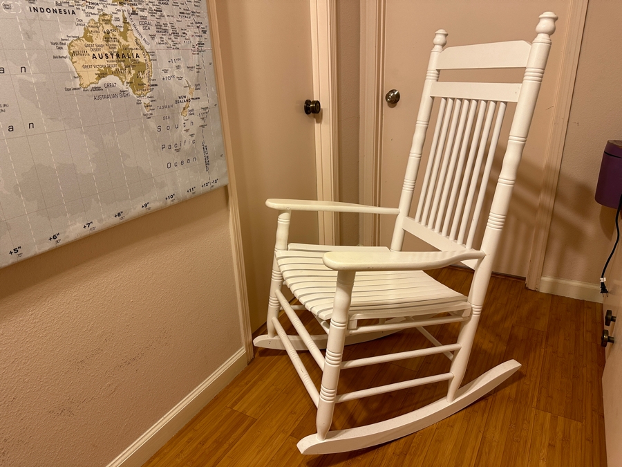 Just Added - Cracker Barrel Hardwood Slat White Rocking Chair 27W x 34D x 37H