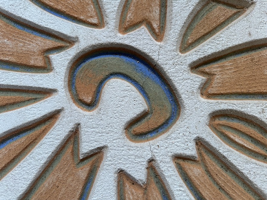 Just Added - One Of A Kind Artist Designed Coffee Table With Sandstone Top And Metal Base Signed TUTTLE 36W X 72L X 14H [Photo 14]