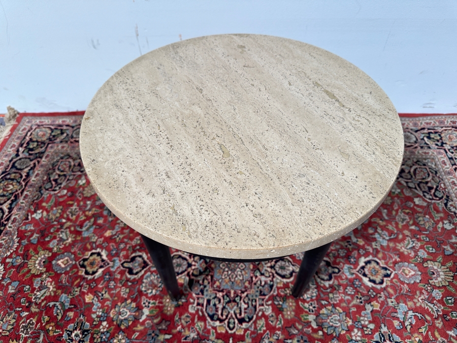 Just Added - Wooden Side Table with Travertine Top18 x 22 [Photo 5]