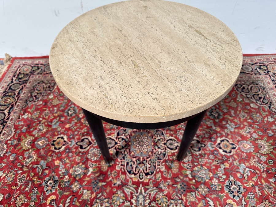 Just Added - Wooden Side Table with Travertine Top18 x 22 [Photo 4]