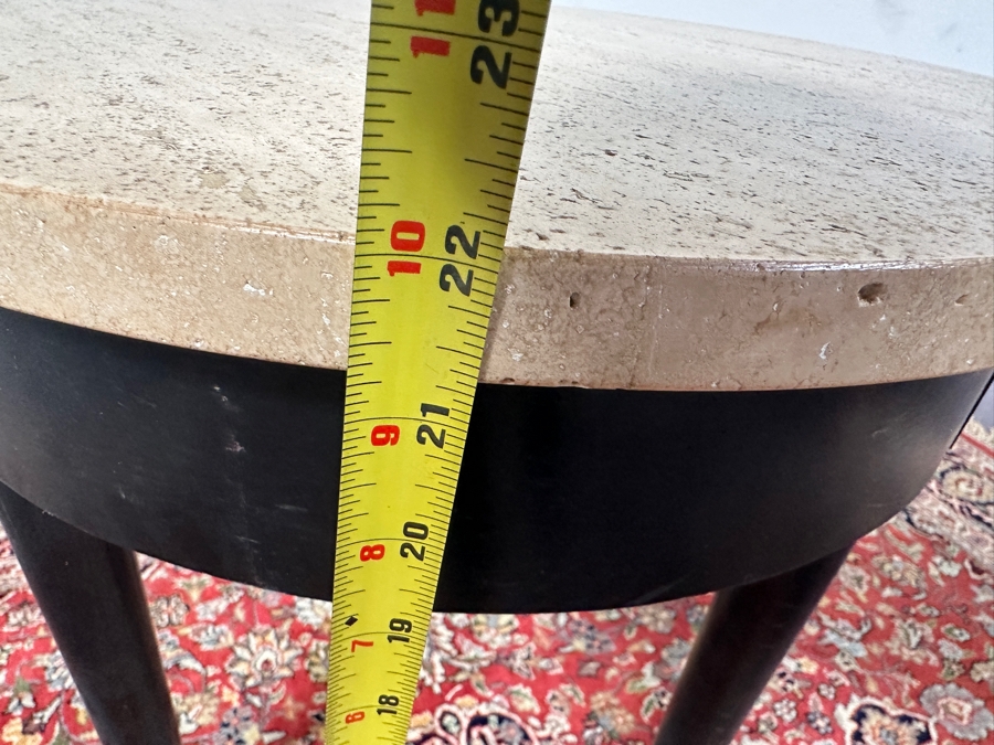 Just Added - Wooden Side Table with Travertine Top18 x 22 [Photo 7]
