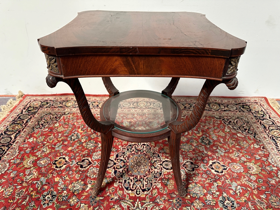 Just Added - Vintage Wooden Two Tier Side Table 20 x 20 x 25 [Photo 2]
