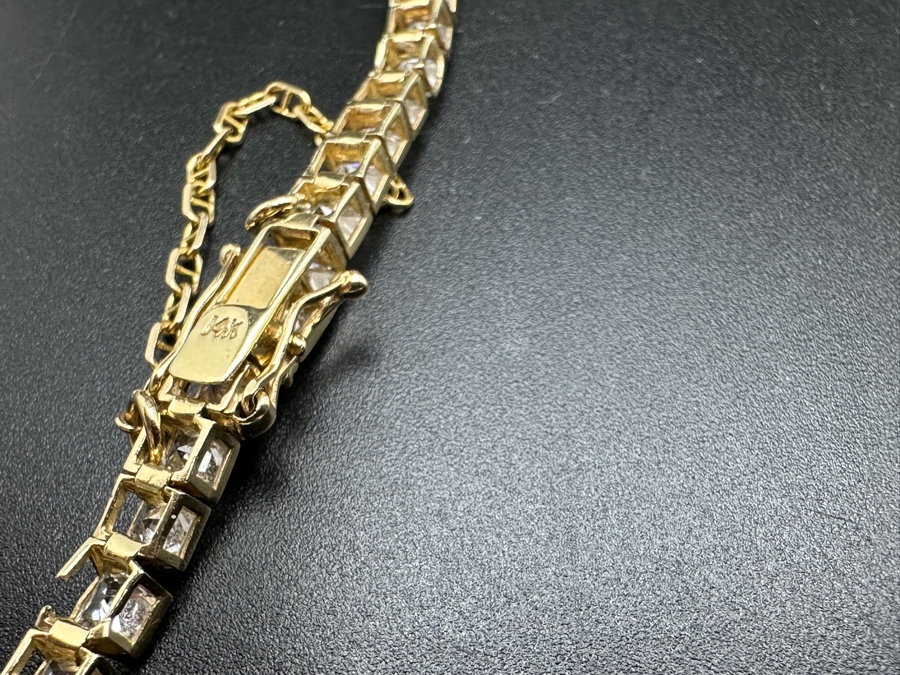 14K Gold CZ Bracelet With Safety 7'L 10.6g Retails $1,600 [Photo 9]