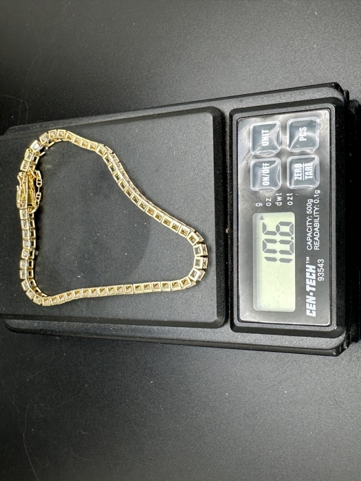 14K Gold CZ Bracelet With Safety 7'L 10.6g Retails $1,600 [Photo 12]