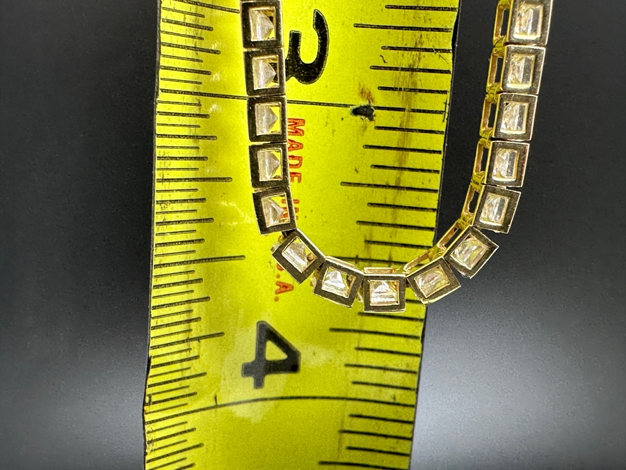 14K Gold CZ Bracelet With Safety 7'L 10.6g Retails $1,600 [Photo 11]