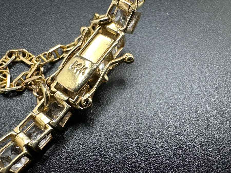 14K Gold CZ Bracelet With Safety 7'L 10.6g Retails $1,600 [Photo 10]