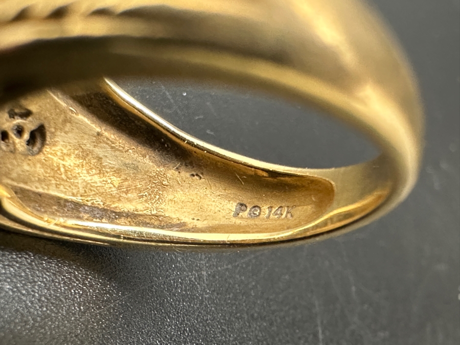 14K Gold Sapphire / Diamond Ring With 5.8mm X 4mm Sapphire Accented With Six Diamonds .06cttw SI2-I1 G-H Size 6.25 5.8g Retail Value $1,500 [Photo 8]