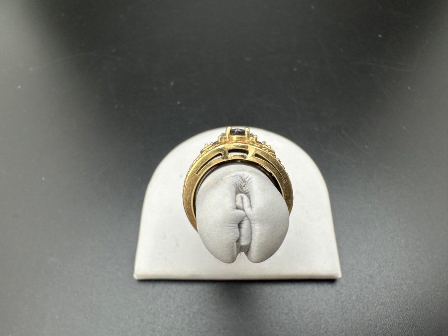 14K Gold Sapphire / Diamond Ring With 5.8mm X 4mm Sapphire Accented With Six Diamonds .06cttw SI2-I1 G-H Size 6.25 5.8g Retail Value $1,500 [Photo 7]