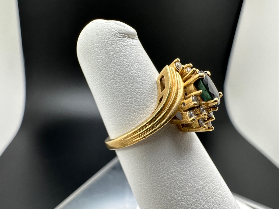 14K Gold Sapphire / Diamond Ring 6X4 Sapphire Accented With 12 Diamonds H-1 / SI2-I1 Size 4.25 3.6g Retail Value $1,000 [Photo 5]