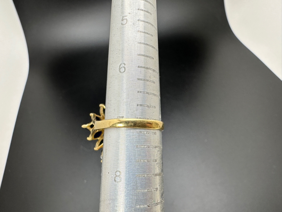 14K Gold Mozambique Sapphire / Diamond Ring (18) 6 x 3 Blue Sapphires Estimated 5.76cttw Accented With (3) Diamonds .03cttw Size 7 6.3g Retail Value $2,200 [Photo 14]