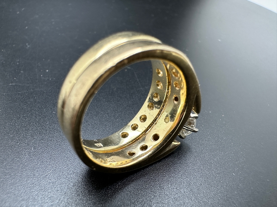 14K Gold Diamond Bridal Duo Ring Set With 1/2 Ct Round Brilliant Diamond SI2 G-H Color Accented With 13 .10Ct Diamonds Size 9 14.4g Retail Value $10,000-$12,000 [Photo 16]