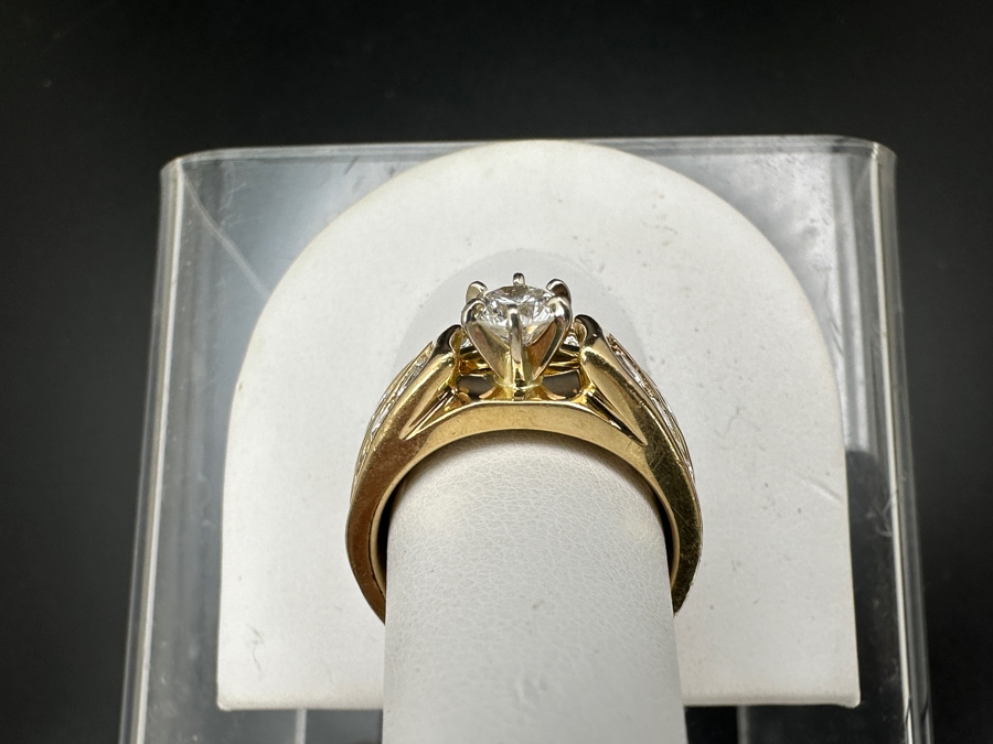 14K Gold Diamond Bridal Duo Ring Set With 1/2 Ct Round Brilliant Diamond SI2 G-H Color Accented With 13 .10Ct Diamonds Size 9 14.4g Retail Value $10,000-$12,000 [Photo 9]