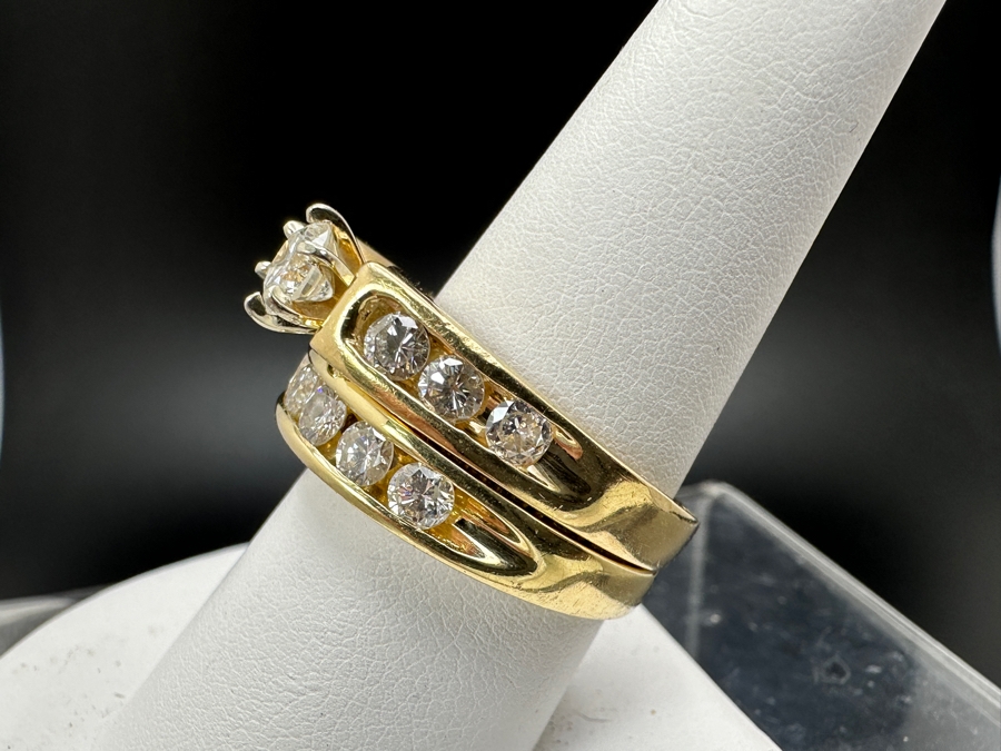 14K Gold Diamond Bridal Duo Ring Set With 1/2 Ct Round Brilliant Diamond SI2 G-H Color Accented With 13 .10Ct Diamonds Size 9 14.4g Retail Value $10,000-$12,000 [Photo 11]