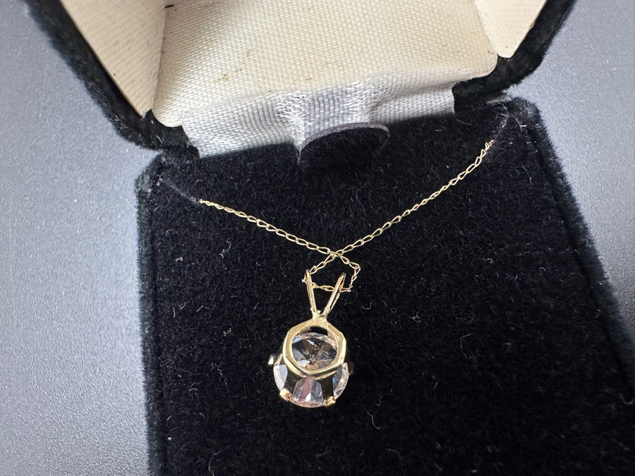 14K Gold CZ Pendant Chain Necklace Retails $200 [Photo 4]
