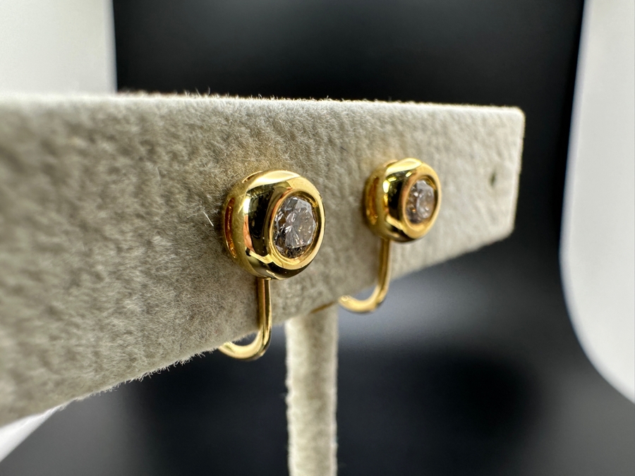 14K Gold Diamond Non-Pierced Earrings Estimated 0.5cttw H-I Color SI2-I1 Clarity 2.2g Retails $1,600 [Photo 4]