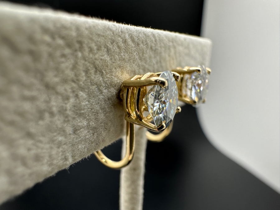 14K Gold Moissanite Non-pierced Earrings 6.2mm Moissanites 2.4g Retails $1,000 [Photo 6]
