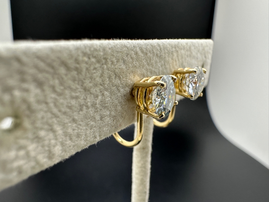 14K Gold Moissanite Non-pierced Earrings 6.2mm Moissanites 2.4g Retails $1,000 [Photo 5]