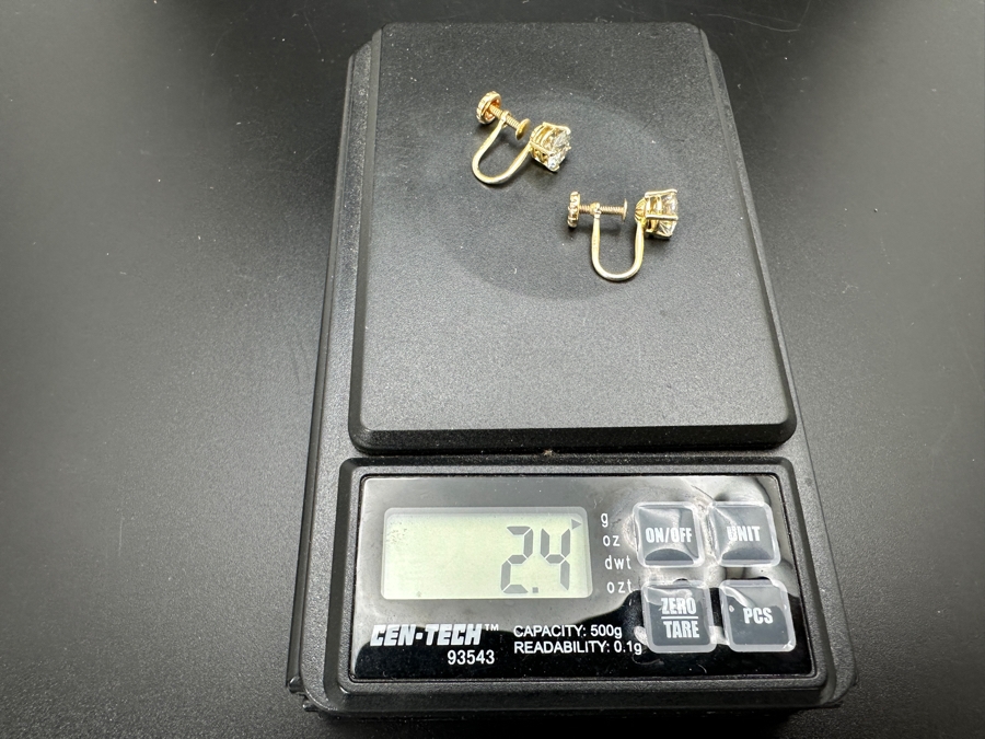 14K Gold Moissanite Non-pierced Earrings 6.2mm Moissanites 2.4g Retails $1,000 [Photo 10]