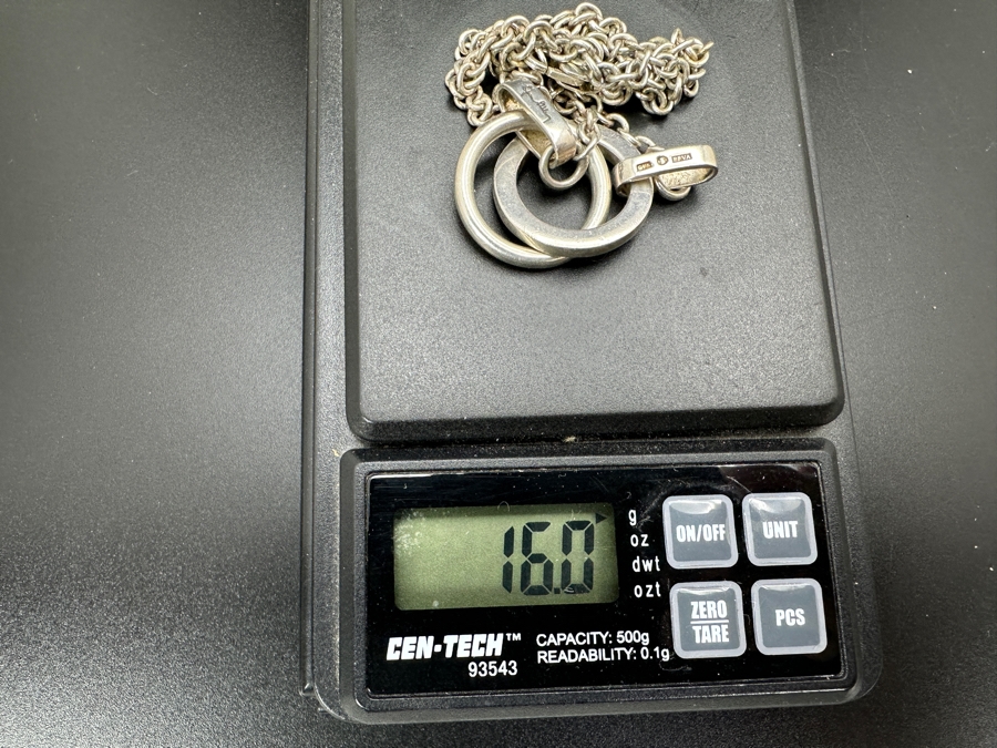 Sterling Silver Swedish Modernist Pendant With Sterling 16' Chain Necklace EFVA Attling 16g [Photo 8]