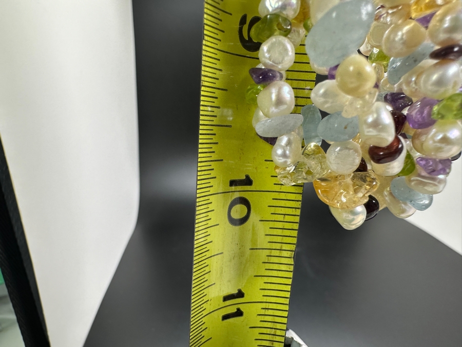 Multi Strand 20' Necklace With Various Stones And Pearls [Photo 8]