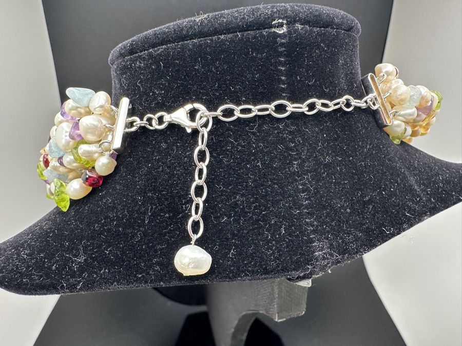 Multi Strand 20' Necklace With Various Stones And Pearls [Photo 7]