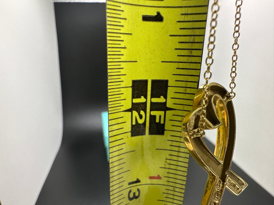 18K Gold Tiffany & Co. Large Paloma Picasso Designed (Pablo Picasso's Daughter) Loving Heart Pendant With 18K Gold Tiffany & Co. 24' Chain Necklace 10.8g [Photo 11]