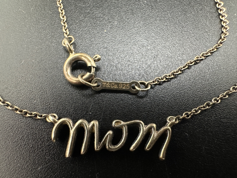 Tiffany & Co. Sterling Silver 16' Necklace With Mom Pendant 1.7g [Photo 4]