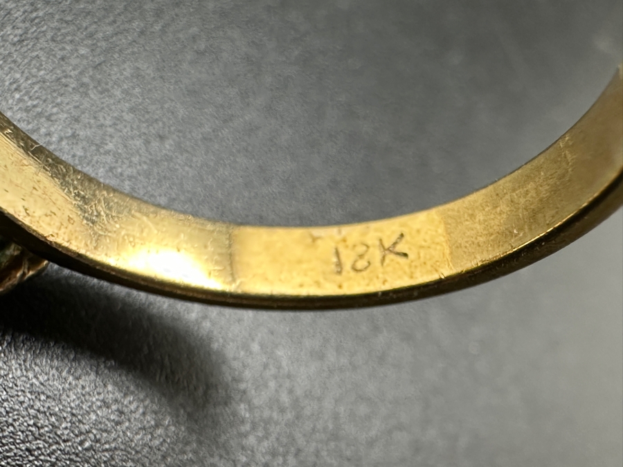 Vintage 18K Gold Cabochon Jade Ring Size 6.5 4.5g [Photo 10]