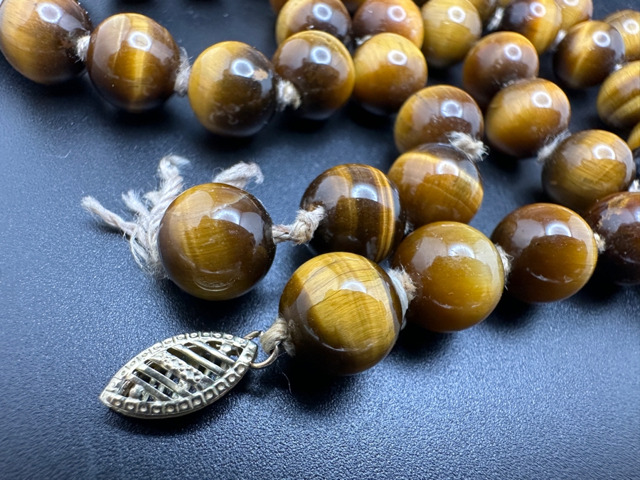 Tiger Eye Stone Bead 18' Necklace - Clasp Needs Repair [Photo 3]