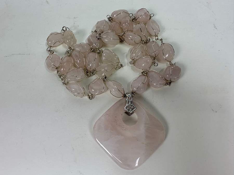 Rose Quartz Pendant 36' Necklace [Photo 3]
