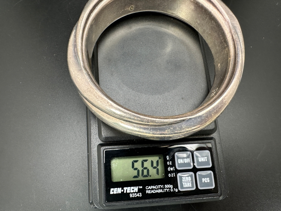 Sterling Silver Bangle Bracelet 3'W 56.4g [Photo 6]