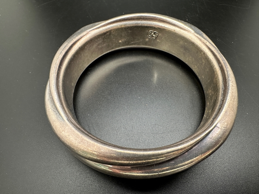Sterling Silver Bangle Bracelet 3'W 56.4g [Photo 3]