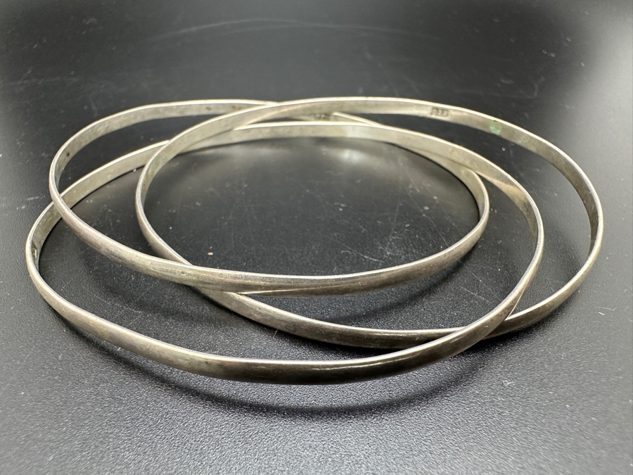 Sterling Silver Bangle Bracelet Set 15.6g [Photo 2]