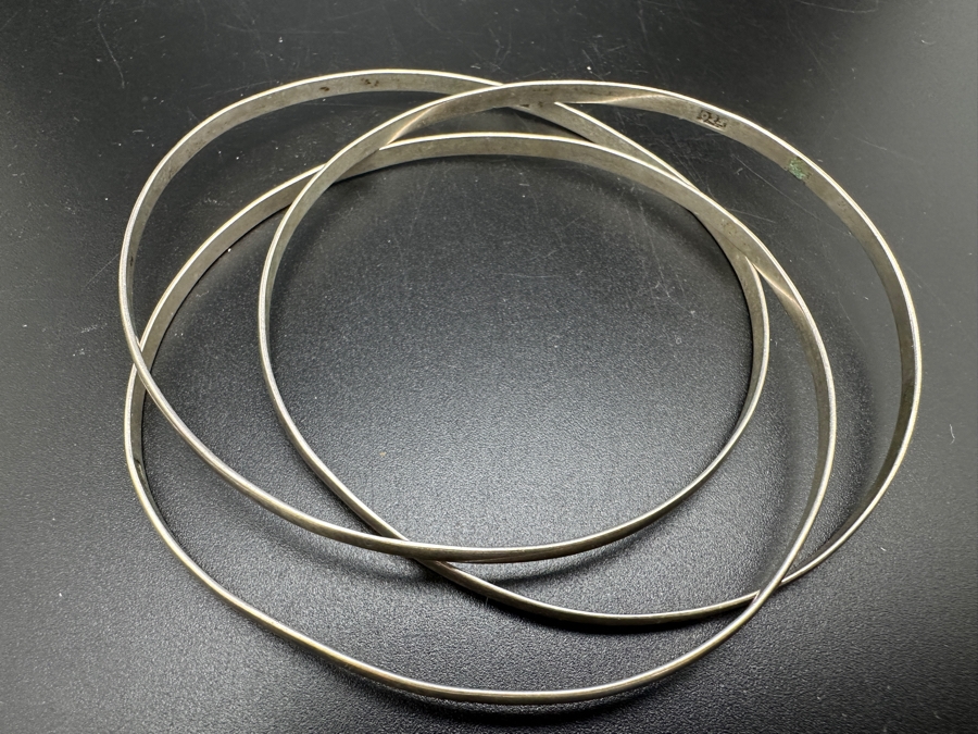 Sterling Silver Bangle Bracelet Set 15.6g [Photo 3]