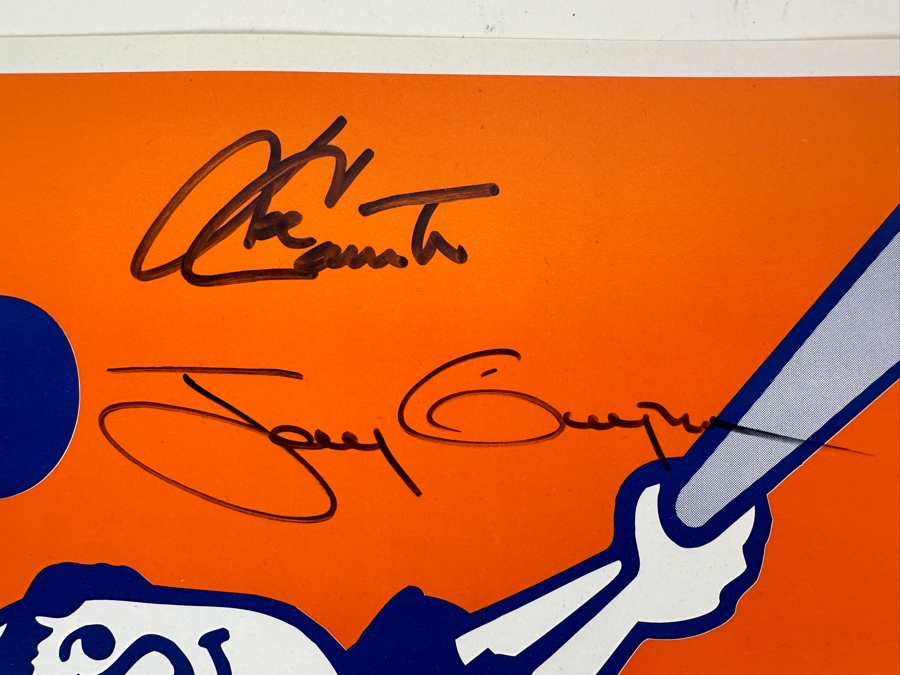 Tony Gwynn & Ken Caminiti Autographed Keep The Faith Padres Sign The San Diego Union Tribune With Jack In The Box Ad On Back 1996 14 X 10 [Photo 2]