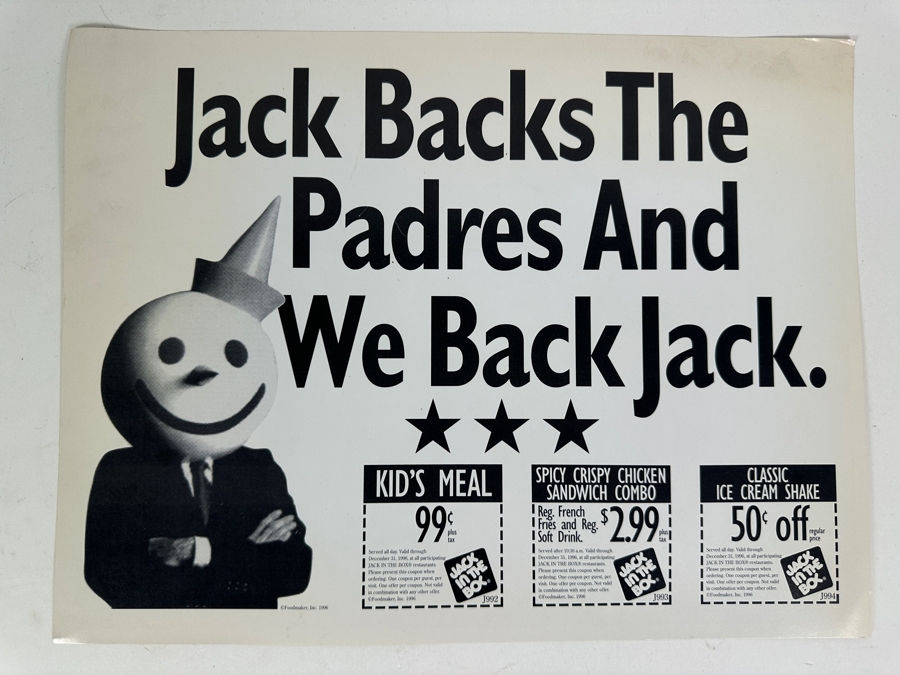 Tony Gwynn & Ken Caminiti Autographed Keep The Faith Padres Sign The San Diego Union Tribune With Jack In The Box Ad On Back 1996 14 X 10 [Photo 3]