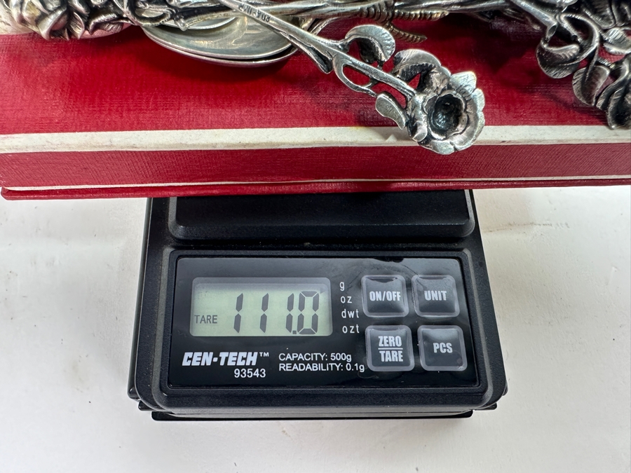 Swedish Sterling Silver Spoons Set With Tongs Folke Sundbergs 111g [Photo 10]