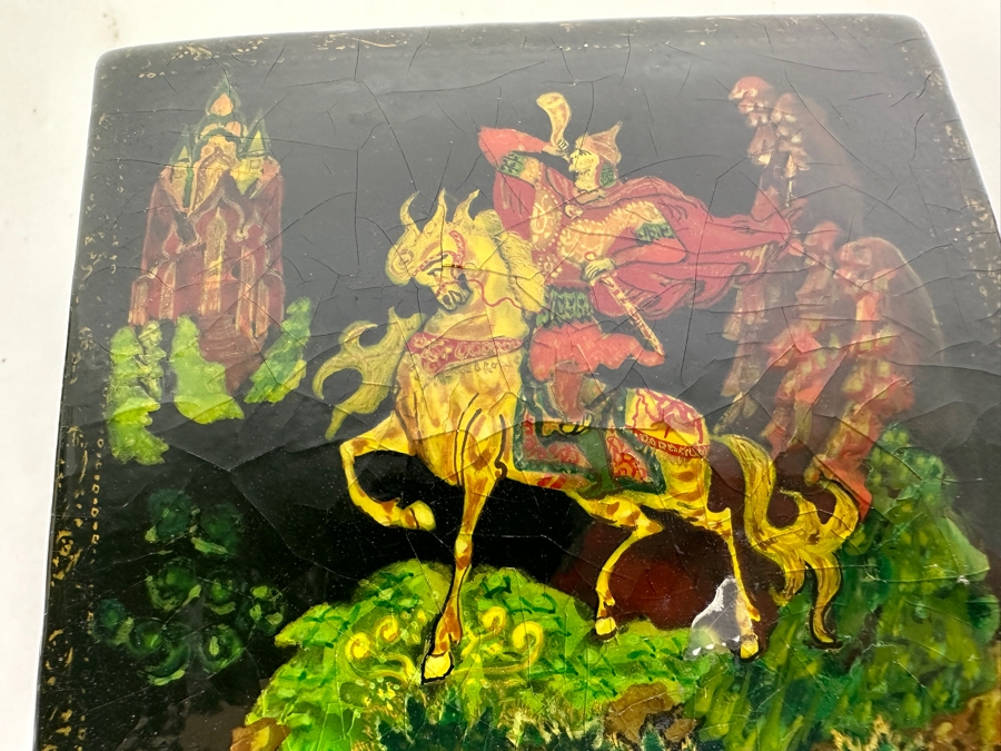 (3) Vintage Hand Painted Russian Wooden Lacquer Boxes [Photo 6]