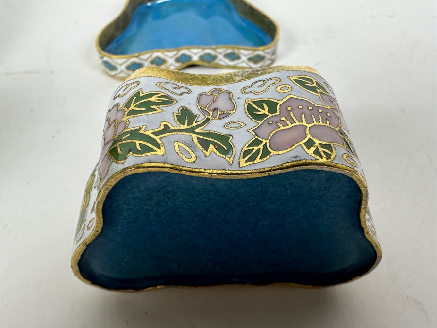 Stone Box (L), Stockholms Glasbruk M & G Hammar Skansen Glass Bottle With Stopper (M) And Chinese Cloisonne Butterfly Box (R) [Photo 11]