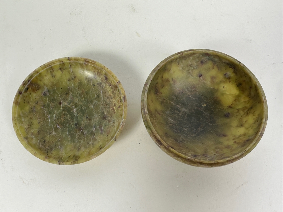 Stone Box (L), Stockholms Glasbruk M & G Hammar Skansen Glass Bottle With Stopper (M) And Chinese Cloisonne Butterfly Box (R) [Photo 14]