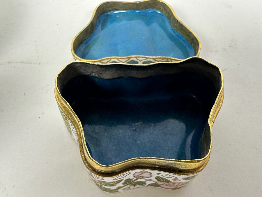 Stone Box (L), Stockholms Glasbruk M & G Hammar Skansen Glass Bottle With Stopper (M) And Chinese Cloisonne Butterfly Box (R) [Photo 10]