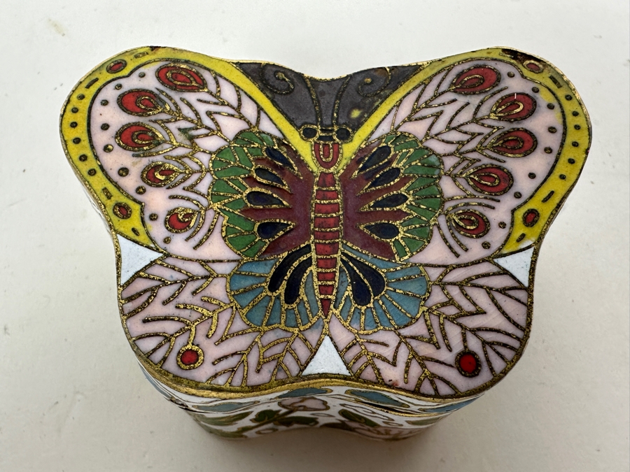 Stone Box (L), Stockholms Glasbruk M & G Hammar Skansen Glass Bottle With Stopper (M) And Chinese Cloisonne Butterfly Box (R) [Photo 8]